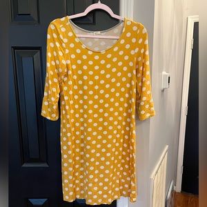 Yellow and white polka dot dress
